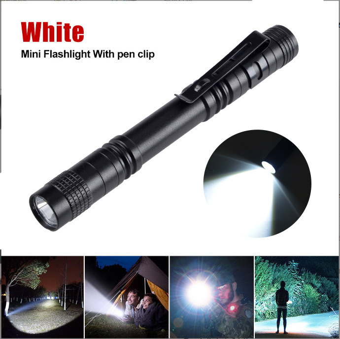 Cross-Border Portable Mini Led Flashlight Aluminum Alloy Pen Shape Household Flashlight Aaa Outdoor Strong Light Flashlight