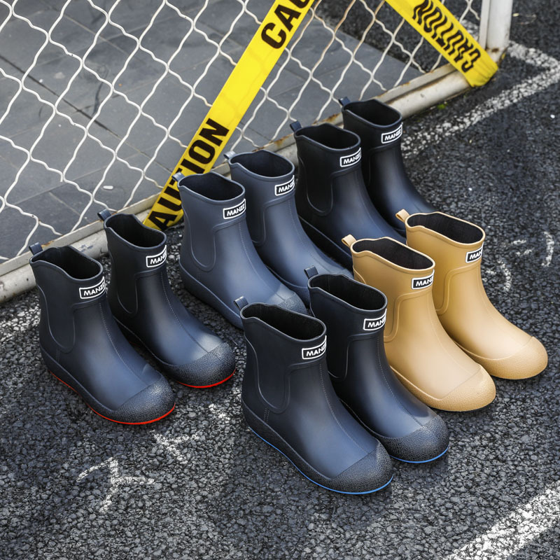 Rain Boots for Women New Mid-Calf Casual Versatile Couple Rain Boots Non-Slip Wear-Resistant Fashionable Warm Outer Wear Water Boots Overshoes