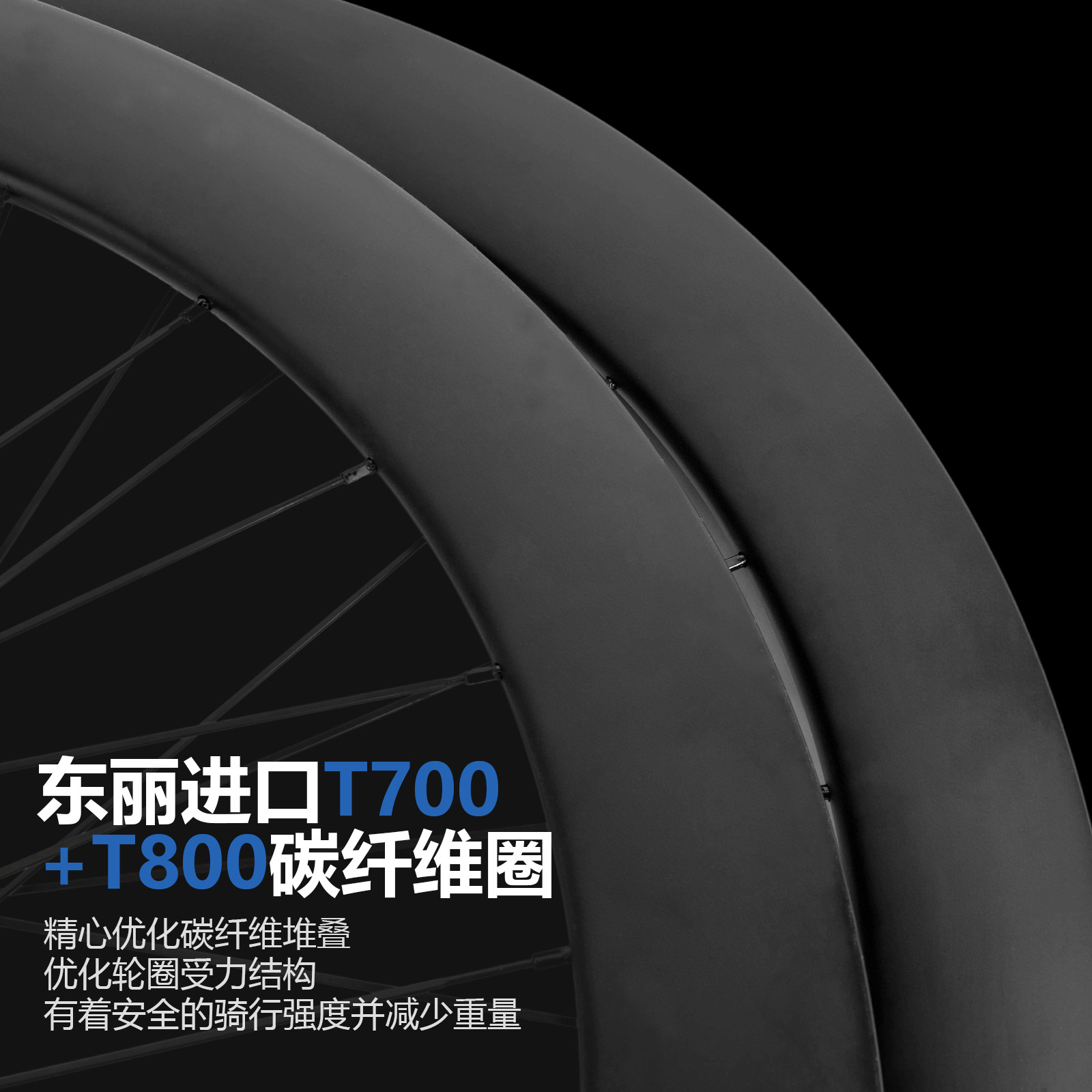 Kore Brand 700C High-Profile Rimless Road Wheelset Carbon Fiber Carbon Spokes Thru-Axle 120 Click Ultra-Light Disc