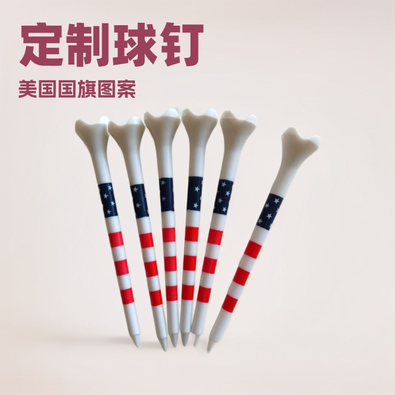 Кастомизированный гольф-тиз с американским флагом, пластиковые шипы для гольфа, капсульный мяч, производитель пластиковых шипов для гольфа