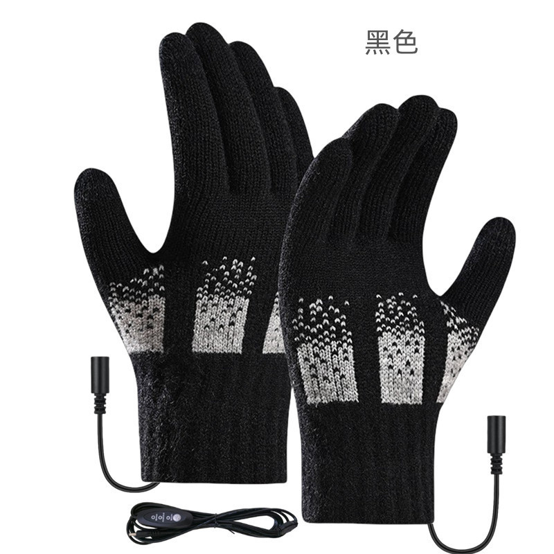 USB Heated Gloves Charging Heating Gloves Winter Warm Knitted Full Finger Gloves for Indoor Outdoor