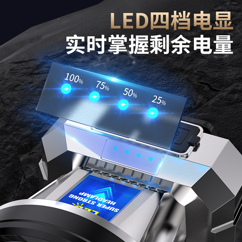 Cross-Border Strong Light Head Long-Range Rechargeable Waterproof Ultra-Bright Head-Mounted Night Fishing Lamp Miner's Lamp Super Long-Lasting Headlamp