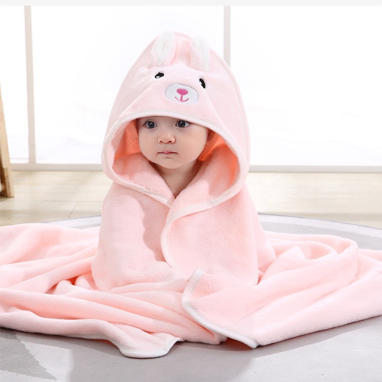 Free Shipping in Stock Coral Velvet Quilt Cartoon Thickeneded Household Absorbent Hooded Cloak Wearable Hooded Kidsren's Bath Towel
