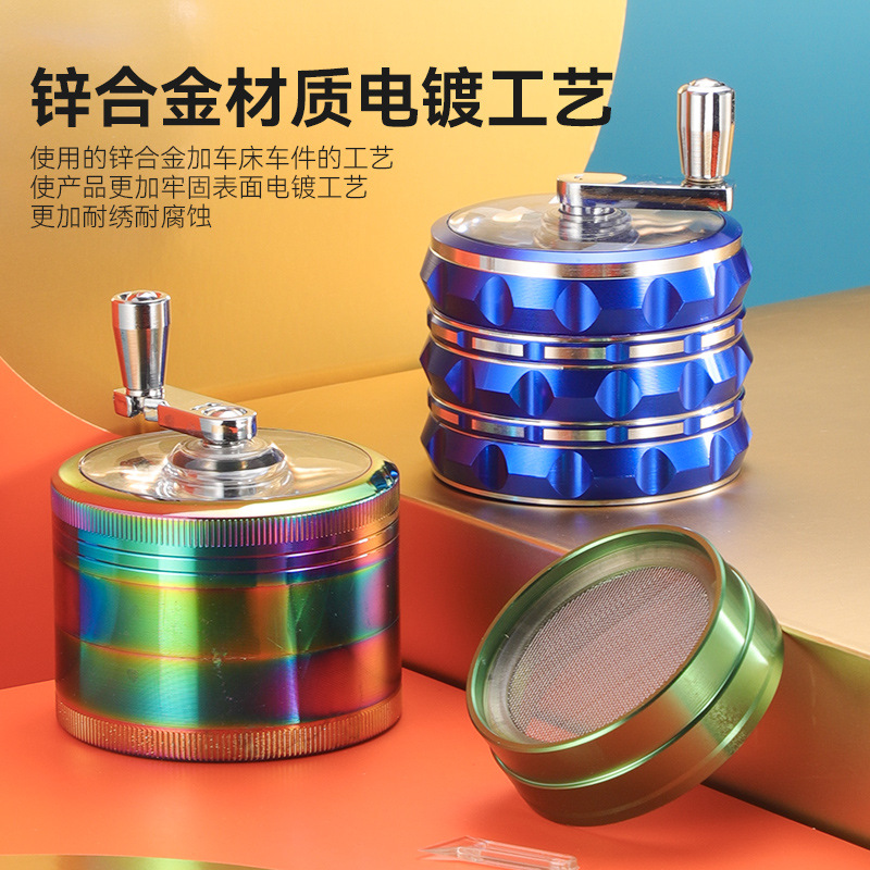 Hot-Selling Portable Multi-Specification Smoke Grinder with Rocker Cross-Border Dropshipping 40mm Zinc Alloy Smoke Grinder