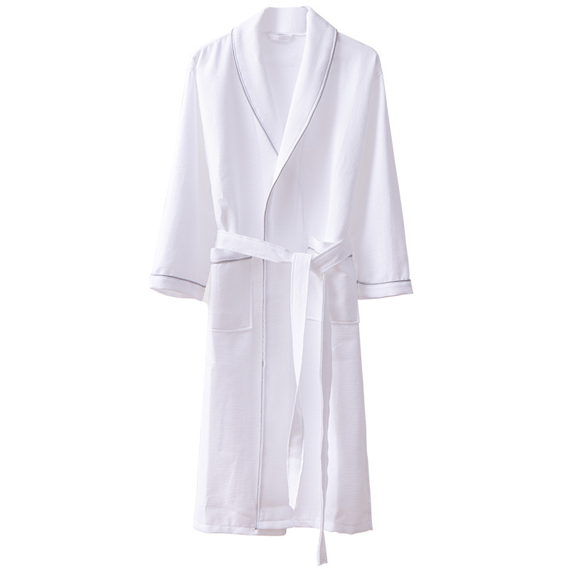 Honeycomb Waffle Bathrobe Hotel Homestay Four Seasons Cotton Bathrobe Couple's Home Clothes Absorbent Sweat Steamed Nightgown for Men and Women
