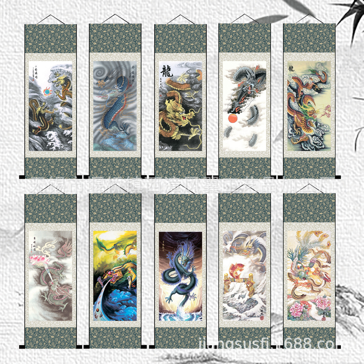 Бизнес-подарок, шелковая живопись с пейзажем, свиток с изображением дракона, китайская живопись