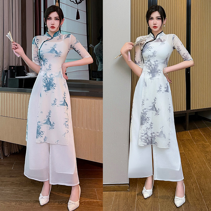 Улучшенное платье-чэонгсам рабочая одежда косметолога для ухода за здоровьем массаж педикюр техников женская 2024 Новая 1377