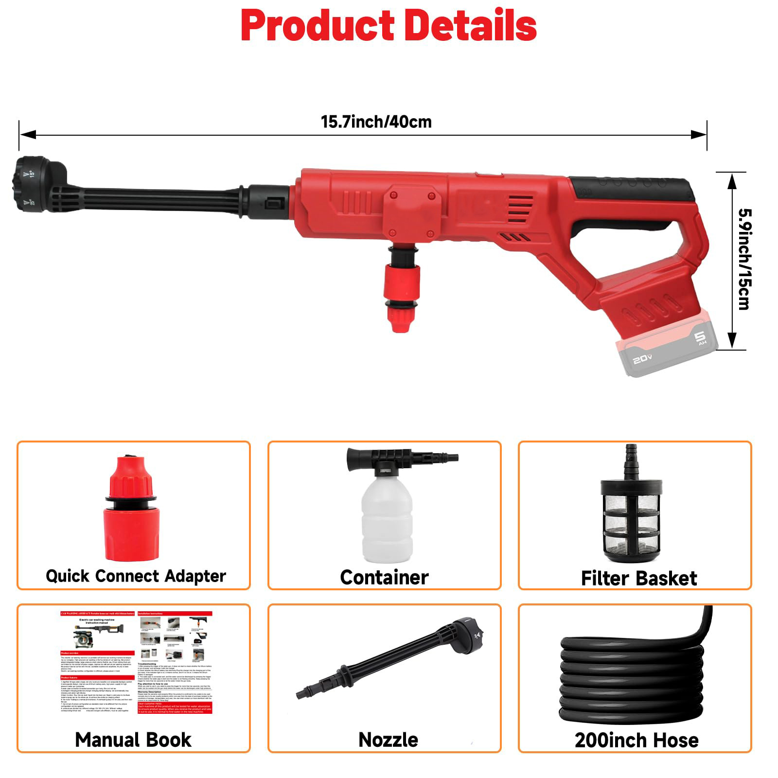 Cross-Border Lithium Battery Car Wash Water Gun Portable Wireless High-Pressure Water Gun High-Power Watering High-Pressure Wireless Car Wash Water Gun