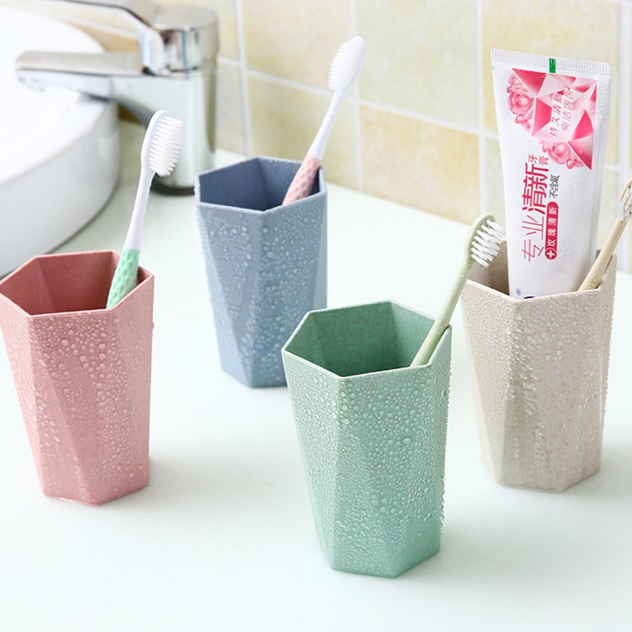 Wheat straw wash cup thickened Geometric Diamond Cup gargle Cup Diamond Cup travel wash cup tooth jar