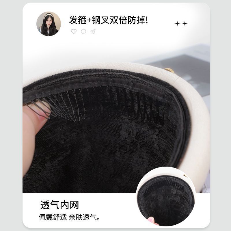 Headband Wig Integrated Long Curly Hair Half Headgear Detachable Camellia Headband Simulated Natural Hair Growth Wig Piece