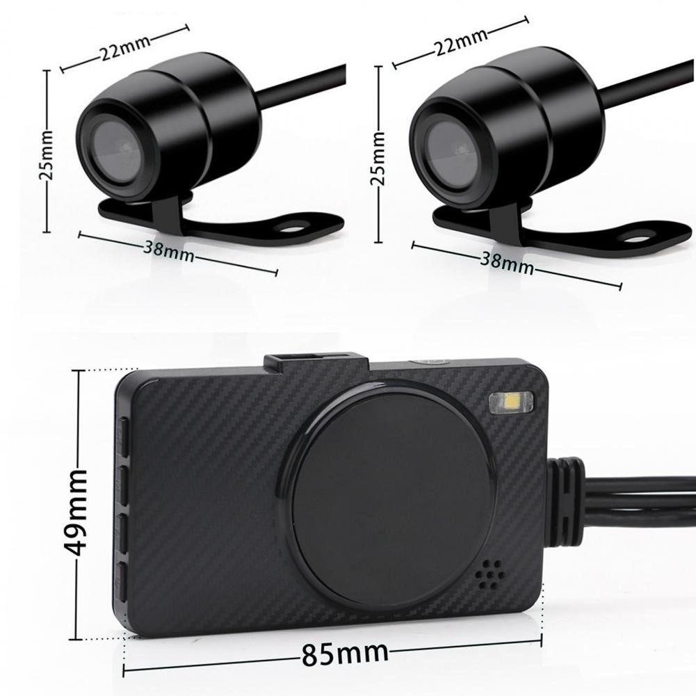 Motorcycle driving recorder plastic shell front and rear double recording lens waterproof 720p HD riding recorder