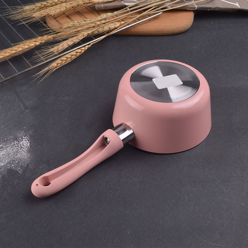 Cute pink milk pot blue green aluminum pot soup pot 12cm14cm16cm Children DIY kitchenware