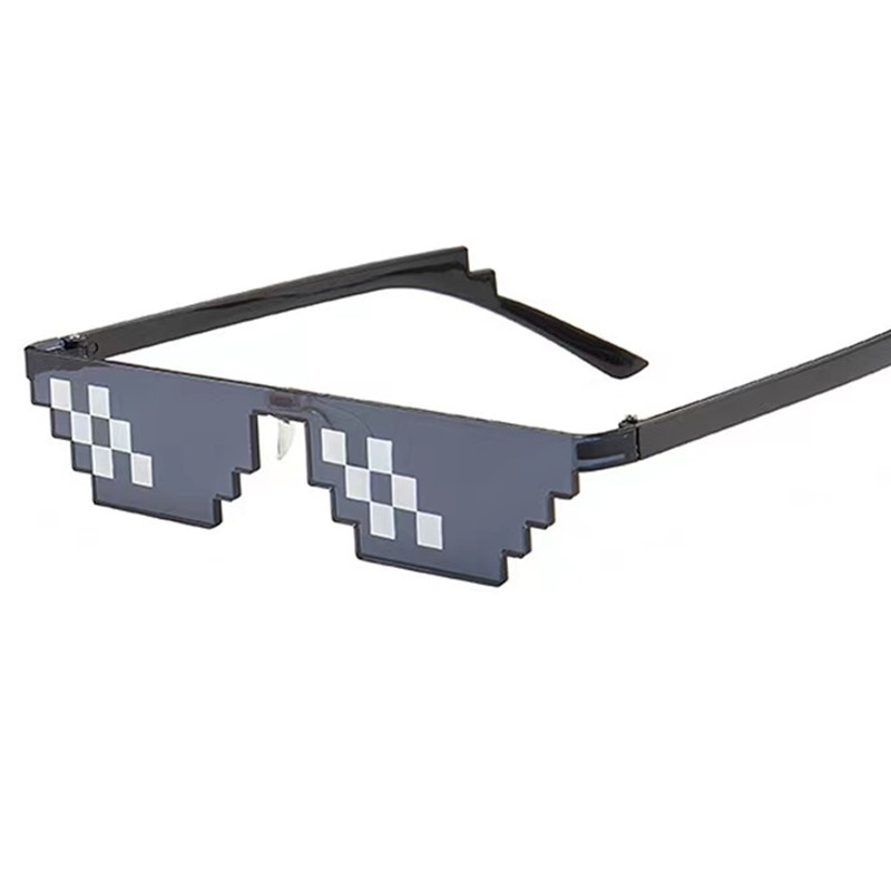 Square Mosaic Glasses Two-dimensional Personalized Pixel Funny Sunglasses One-piece Double-row Mosaic Sunglasses