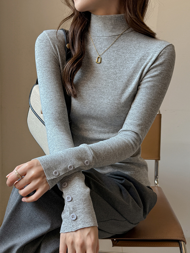 Imitation Cashmere Half Turtleneck Autumn and Winter Long-Sleeved Bottoming Shirt for Women to Wear Outside Long-Sleeved T-Shirt Design High-End Top