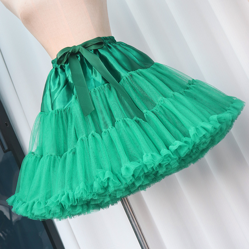 Pettiskirt Cloud soft mesh half-length lolita boneless Black Watch performance Daily skirt support foreign trade cross-border exclusive