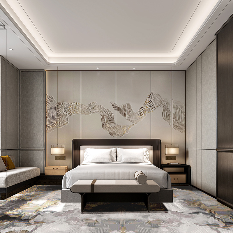 Full Set of Star Hotel Fixed Furniture Production, One-Stop Hotel Room Model Room Event Fixed Furniture