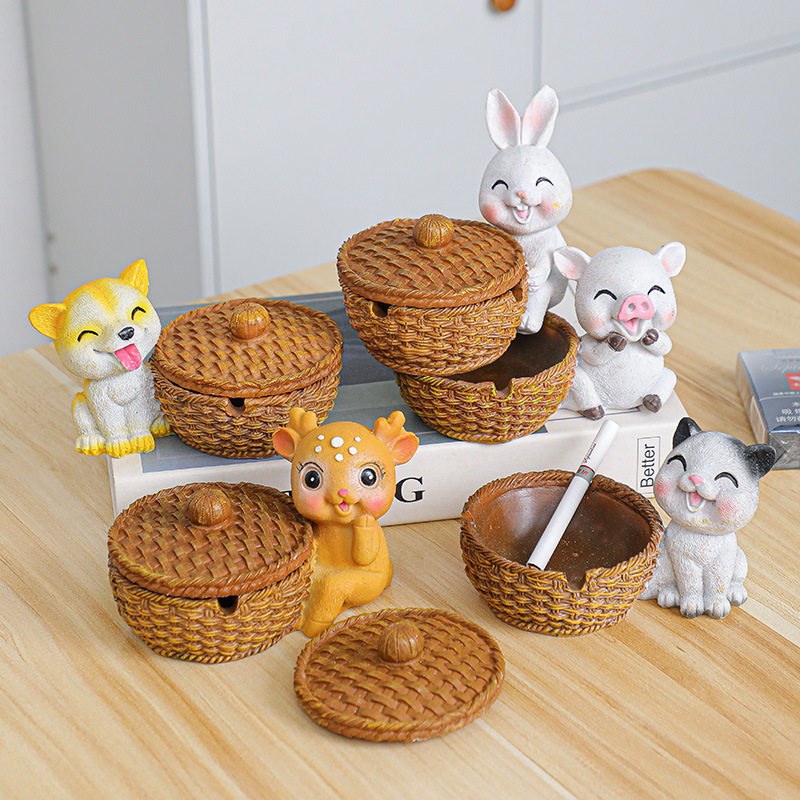 кросс-бодер внешняя торговля кролик щенок животное пепельница домашний декор тренд мультяшная смола пепельница креативная крышка