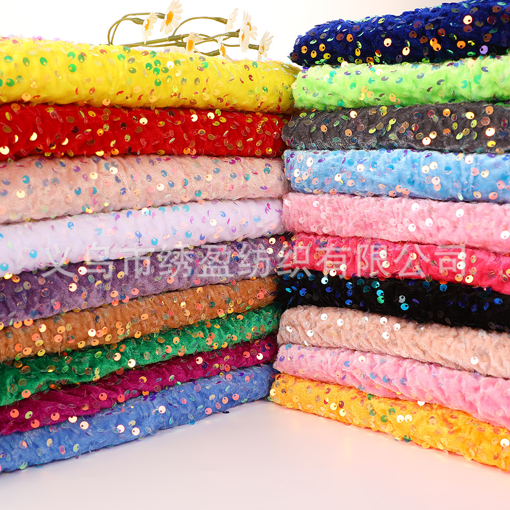 5mm Velvet Sequin Embroidery Fabric Clothing Evening Dress Sequin Fabric Luggage Christmas Craft Embroidery Fabric