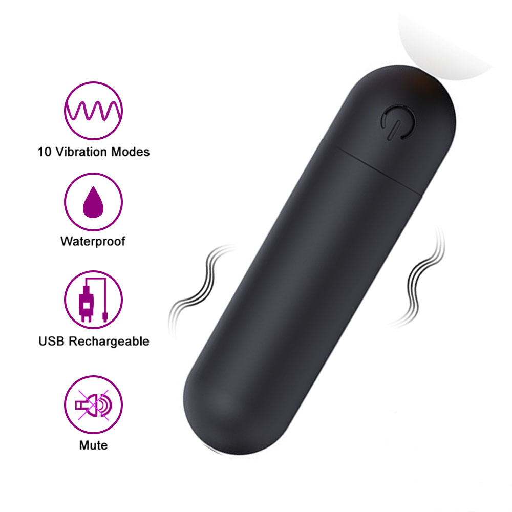 Mini Bullet  Strong Vibration Wand Anal Plug Massager 10-Frequency Female Masturbation Device Waterproof Sex Toy