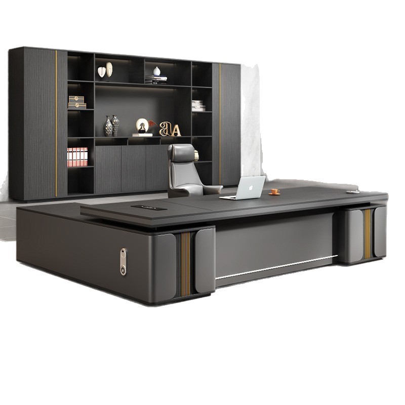 Office Ceo Desk Boss Desk and Chair Combination Modern Light Luxury High-End Manager Desk Commercial Executive Desk Office Furniture