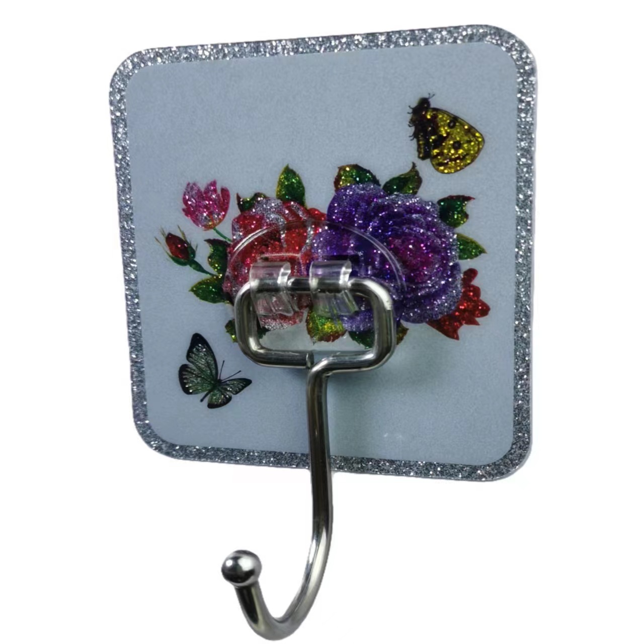 Stainless Steel Hooks with Gold Powder and Gold Pattern, Traceless Adhesive, Thickened, Strong, Household Large Adhesive Hooks for Clothes and Hat Storage, Wholesale