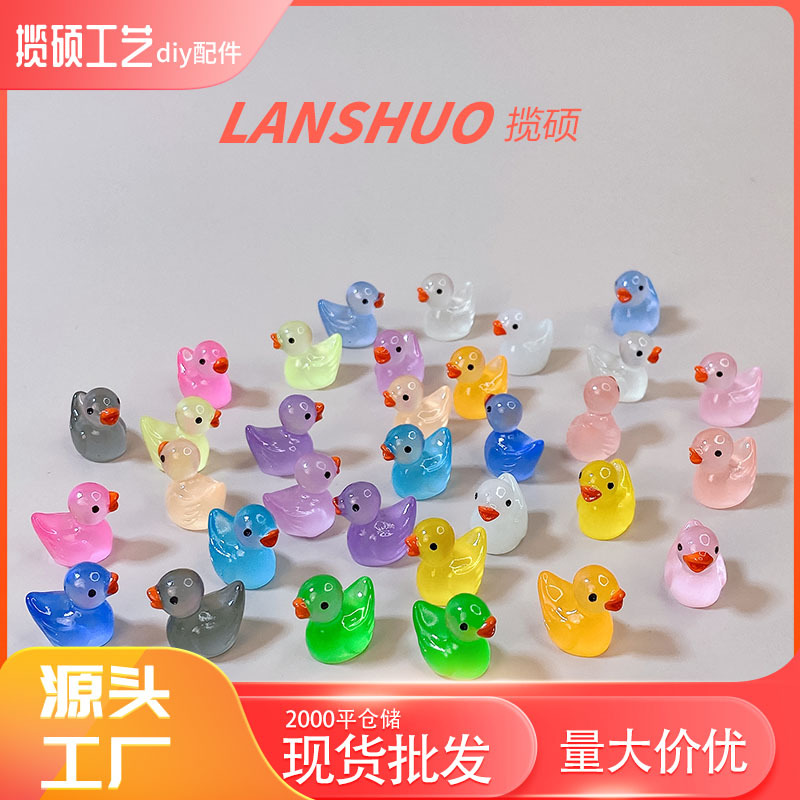 DIY Artificial Accessories Micro Landscape Multi-color Ornaments Little Yellow Duck Hot-selling Resin Crafts Luminous Duck