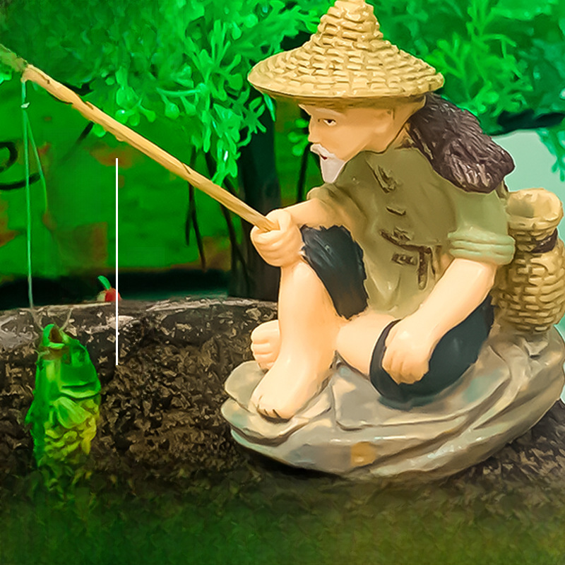 Explosions Ancient Method Fish Tank Fun Fishing Weng Fishing Jiang Taigong Aquarium Decorations Flower Pot Gardening Ornaments Creative