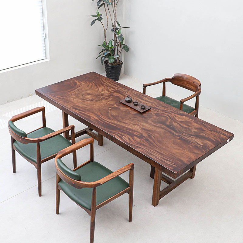 North American Black Walnut Large Table South American Rain Wood Solid Wood Tea Table Log Desk Source Factory Whole Board Desktop Table