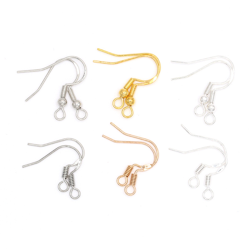 Cross-border European and American copper engraved 925 with bead U-shaped ear hook semi-finished diy round wire ear hook eardrop Accessories Wholesale