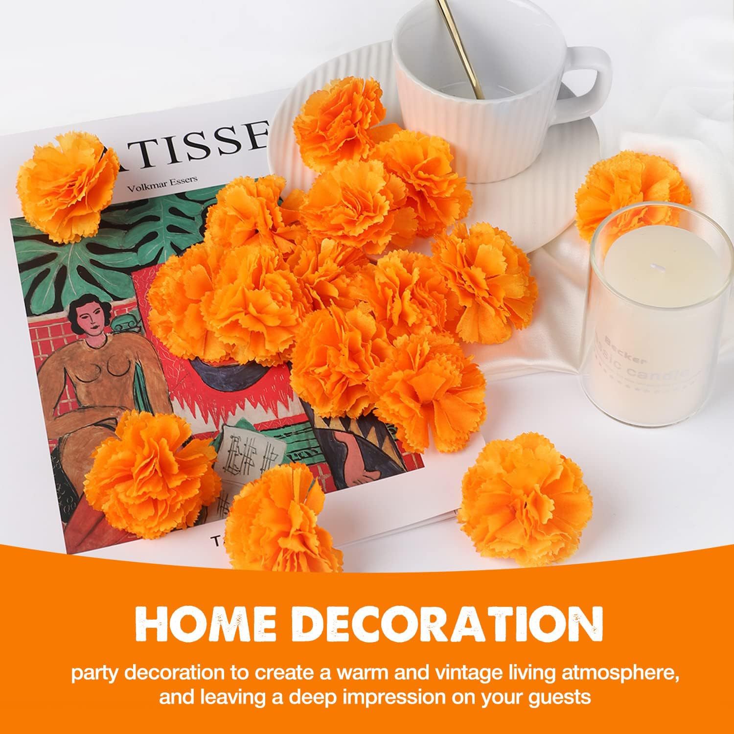 Simulated Marigold Flower Set 6Cm/9Cm Lilac Carnation Mexican Day of the Dead Halloween Decoration