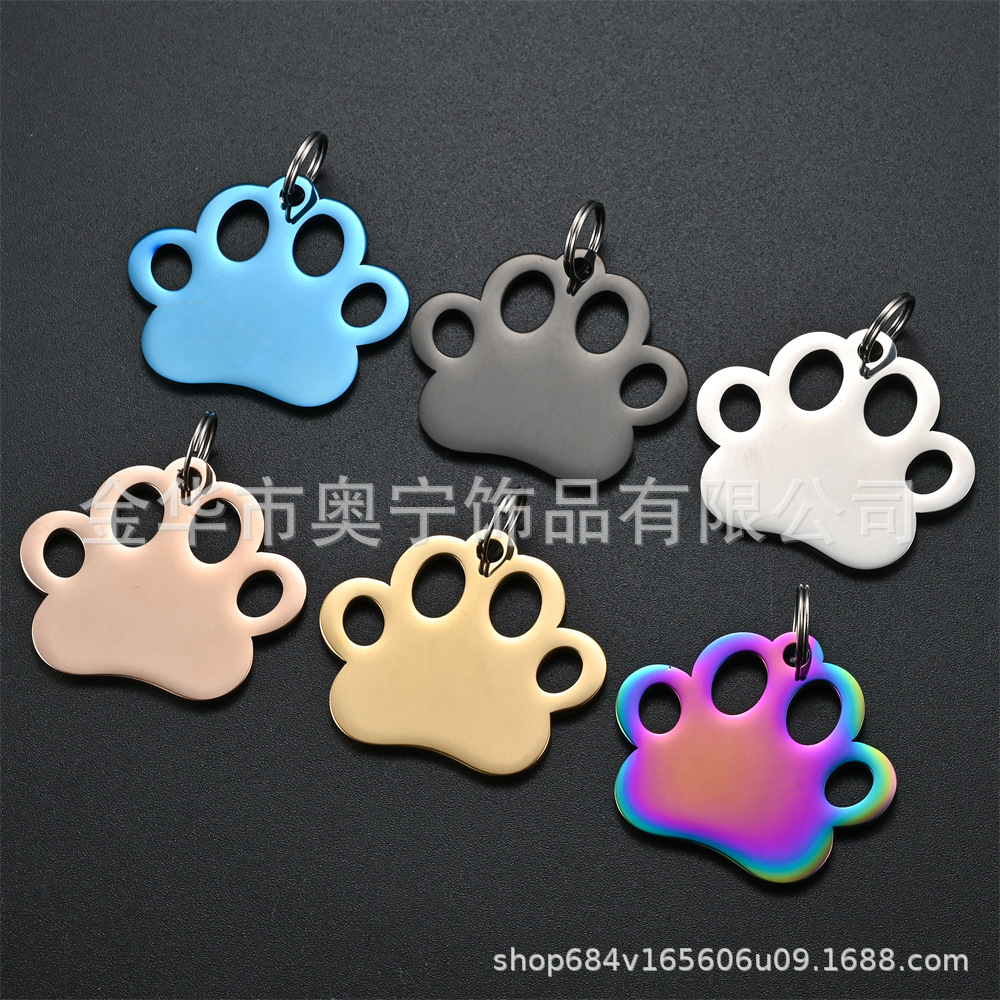 Кросс-бордерная поставка, новая бирка для домашних животных из нержавеющей стали, пустая бирка в форме лапы, бирка для собак и кошек