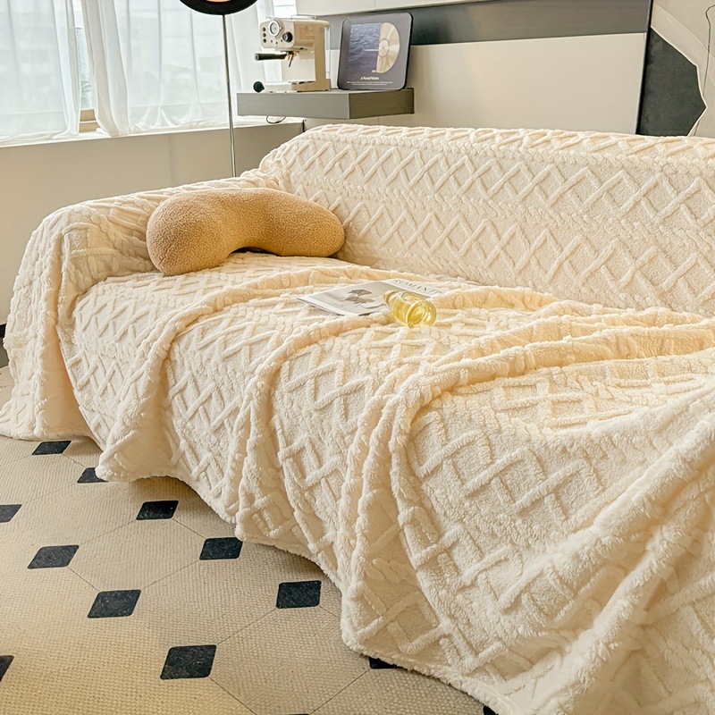 2026 New Cross-Border Modern Pet-Friendly Waffle Texture Plush Sofa Blanket
