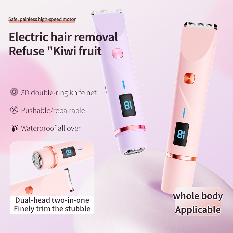 Cross-Border Two-In-One Double-Head Electric Epilator for Women's Whole Body Hair Removal Hair Trimming and Shaving Portable Hair Removal Device