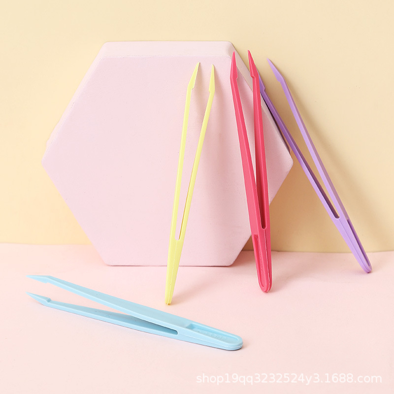 Hardening tweezers diy color tweezers tape elbow sticker straight head stationery toy hand account plastic tweezers