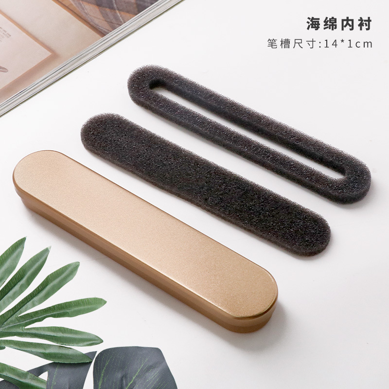 Tinplate box metal long eyebrow pencil box sponge lining enterprise company gift box student pencil box fall-resistant