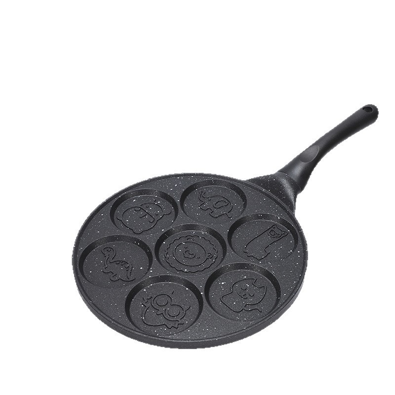 Seven-hole Small Animal Fried Egg Pan Non-stick Pan Household Egg Hamburg Egg Dumpling Pan Breakfast Artifact Pancake Baking Pan Wholesale