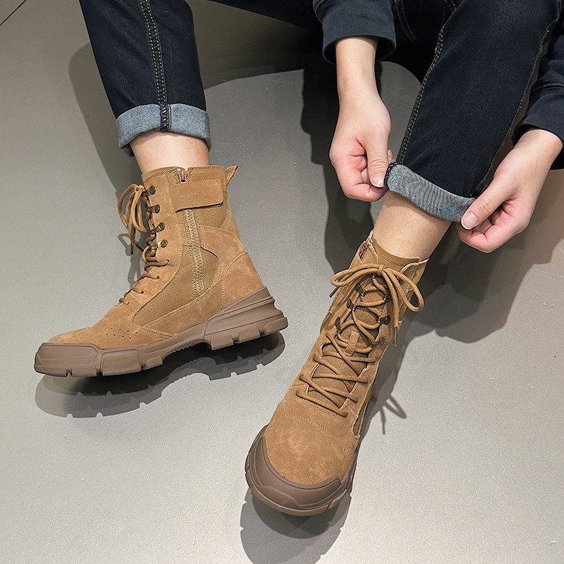 Canvas Martin Boots for Women 2025 Autumn Hiking Outdoor Climbing Shoes High-Top Non-Slip Wear-Resistant Couple Desert Boots Men's Shoes