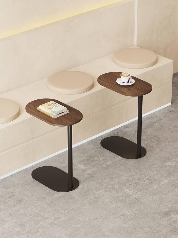Cream-Style Wall-Mounted Coffee Shop, Milk Tea Shop, Booth, Wooden Round Table, Snack Bar, Tea Mini Table