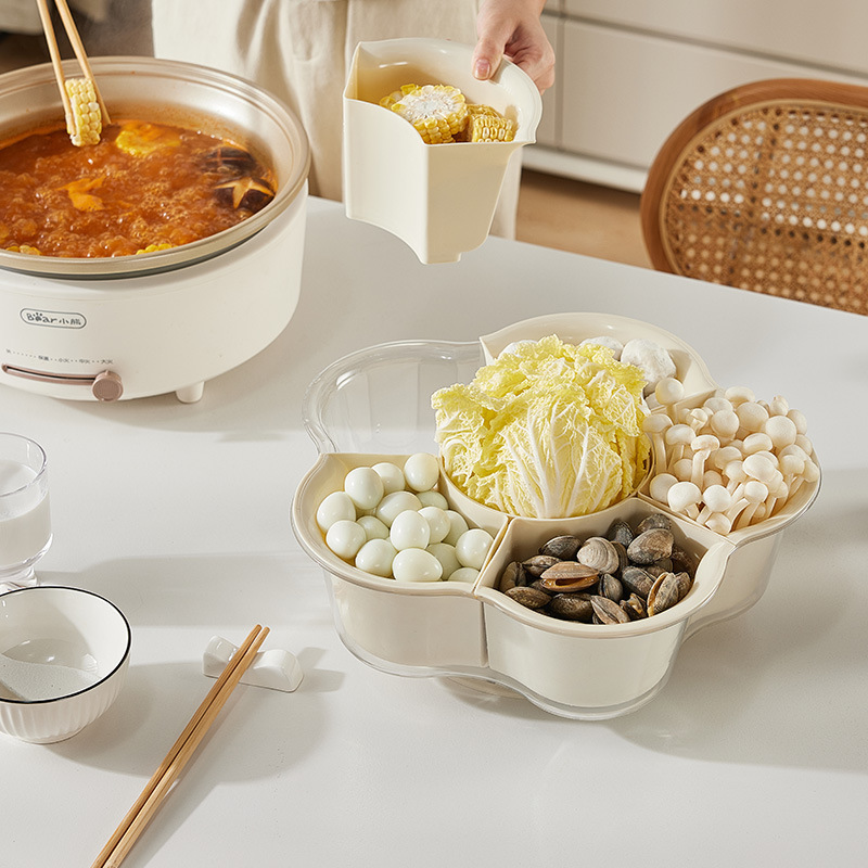 Light Luxury Simple Rotating Hot Pot Platter Household Double-Layer Vegetable and Fruit Dishes Storage Rotating Plate