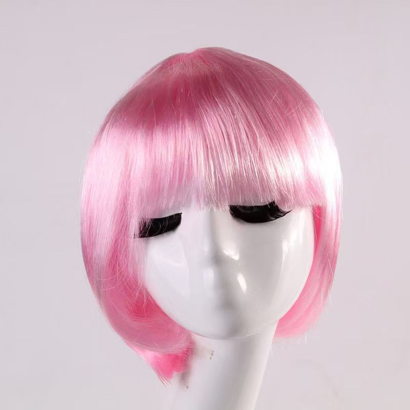 Bobo Head Short Hair Color Wig Student Head Wig Party Wig