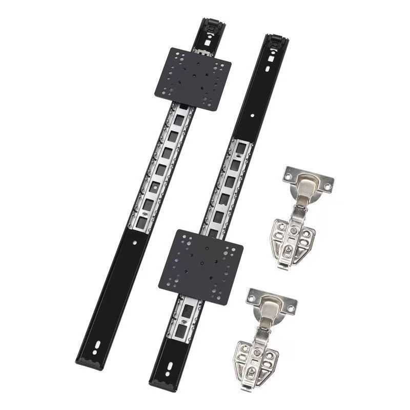 Up and down Flip Rail Tv Invisible Foldableing Swing Wardrobe Cabinet Side Insert Door Slide Slide Push-Pull Track Hardware Accessories