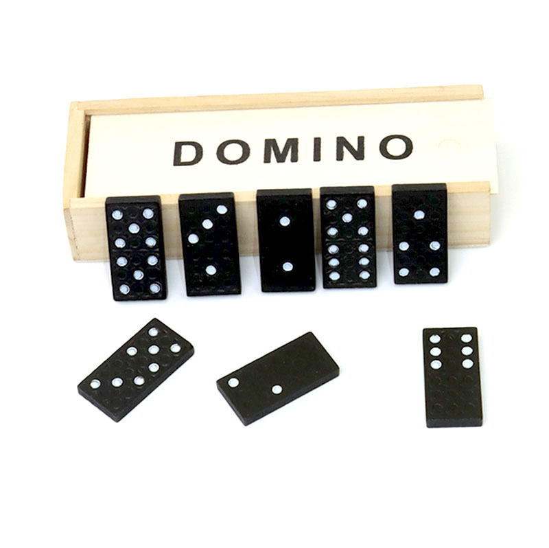 Foreign trade explosions 28 black dominoes wooden boxed black dominoes wooden board games teaching aids