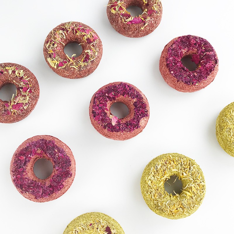 Pet Rabbit Donut Chew Toy Oat Grass Cake Rabbit Chinchilla Guinea Pig Chew Grass Cake Toy 10-Pack