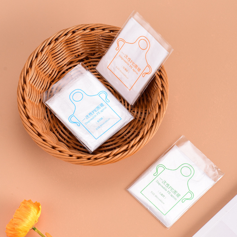 Disposable apron plastic PE thickened catering commercial hot pot barbecue children waterproof and oil-proof independent packaging wholesale