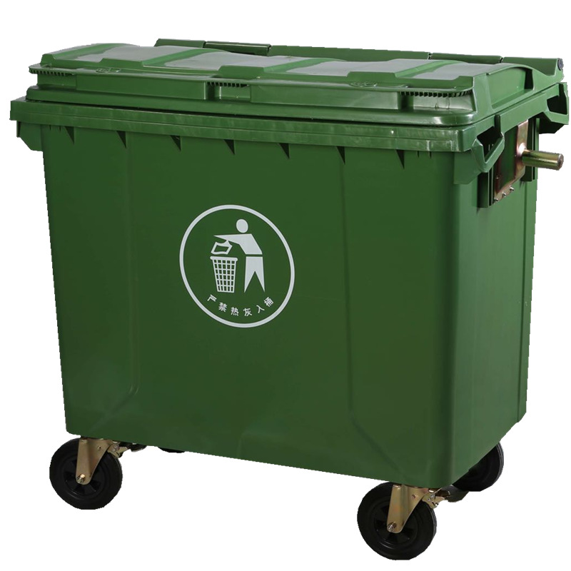 Wheeled Sorting Trash Can 660L Outdoor Outdoor Community Hospital Hotel Plastic Sanitation Trash Can Four Colors with Lid