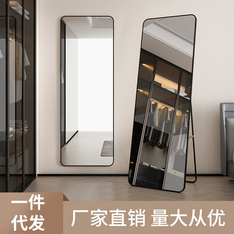 Full-Length Dressing Mirror for Home Use, Wall-Mounted, Trendy Mirror for Girls' Bedroom, Makeup Wall-Mounted Three-Dimensional Mirror