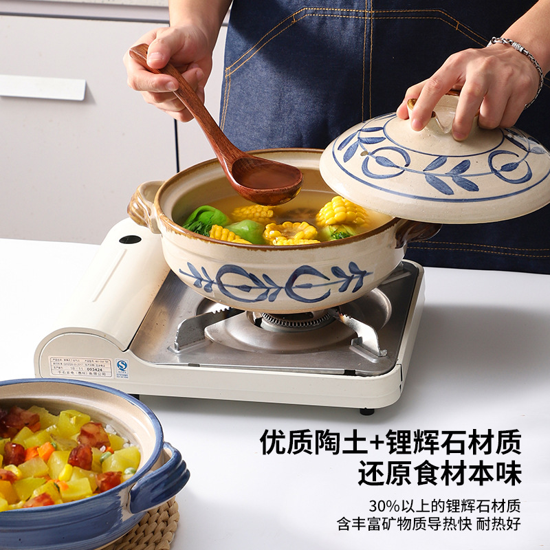 Pot art Japanese clay stew pot deep pot household commercial pot small stew pot soup pot casserole factory wholesale