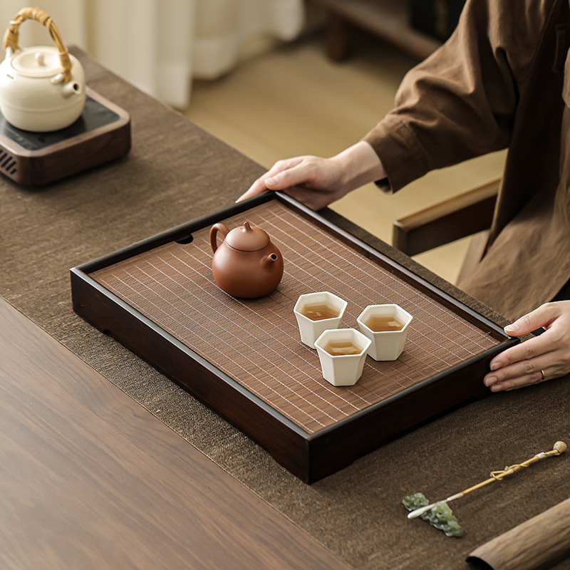 Storage Bamboo Mat Tea Tray Portable Japanese-Style Water Storage Tea Table for One Person Modern Tea Set