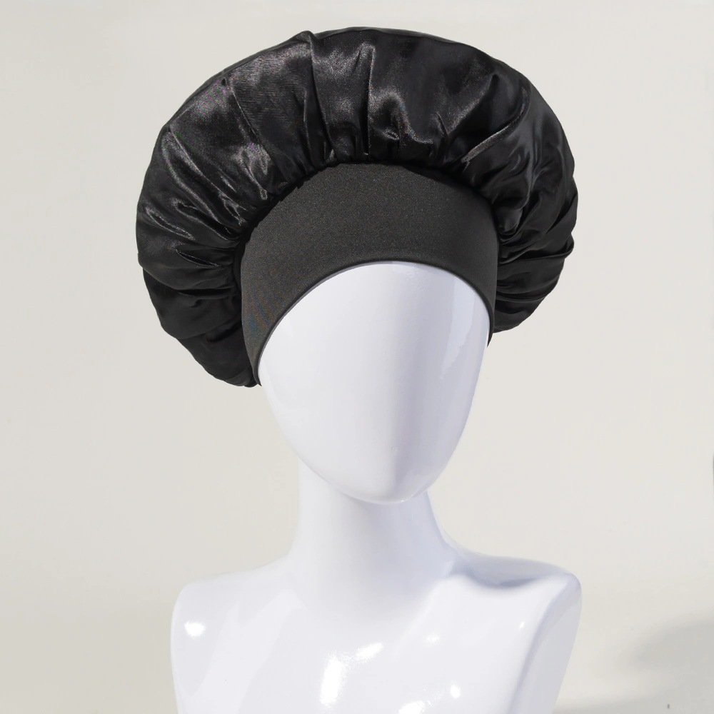 Foreign Trade Hot-selling Wide-brimmed Elastic Nightcap European and American Popular Satin Round Hat Hair Care Hat for Women Factory Direct Sales