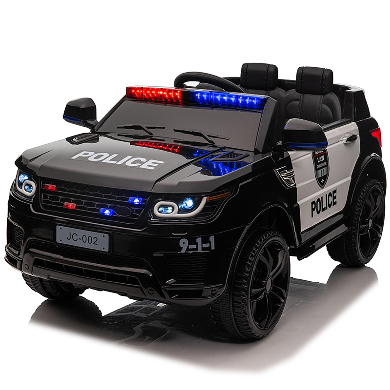 Children's Electric Car Four-Wheel Four-Wheel Drive Car for Boys and Girls with Remote Control Toy Car That Can Sit on Baby Police Car Stroller
